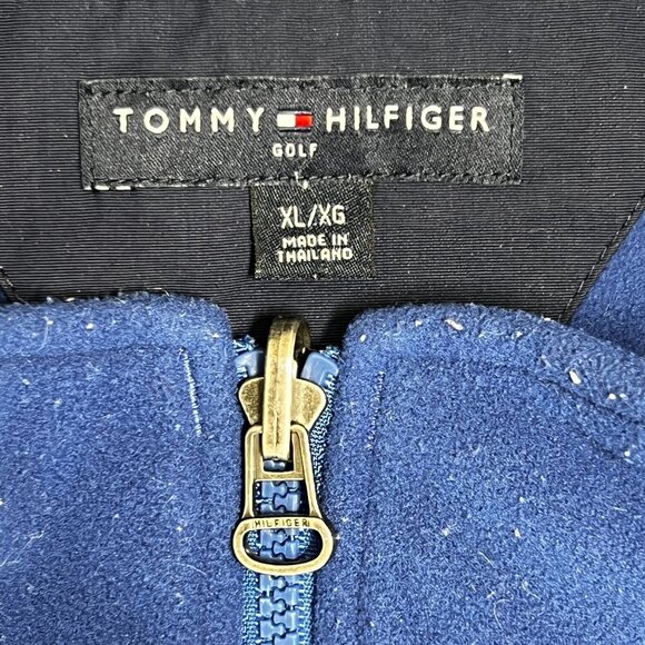 Tommy Hilfiger Golf Mens XL Outdoor Nautical Blue Fleece Vest Full Zip Pockets - Picture 3 of 7